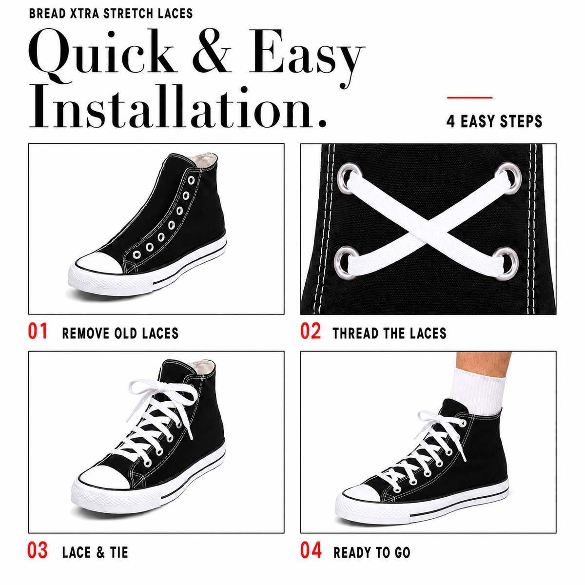 BREAD Xtra Stretch Flat Laces