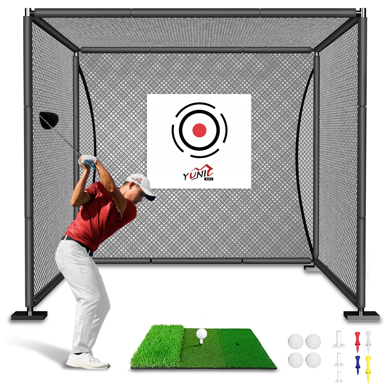 Yunic Golf Driving Practice Cage (Black) - Mann