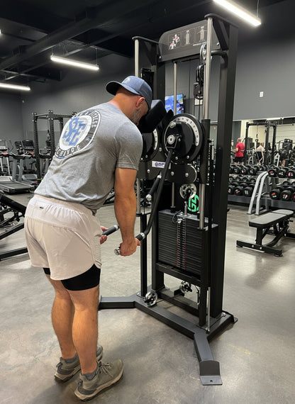 SFE Selectorized Standing Multi-Flight Shoulder Raise w/ 250lb Weight Stack