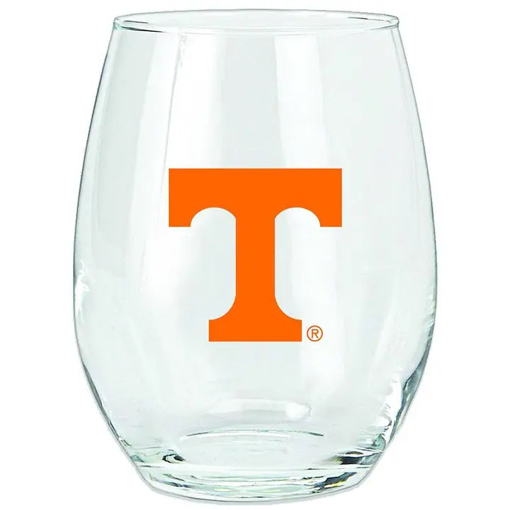 Tennessee Volunteers - 15oz Stemless Decal Wine Glass - Mann