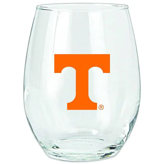 Tennessee Volunteers - 15oz Stemless Decal Wine Glass - Mann