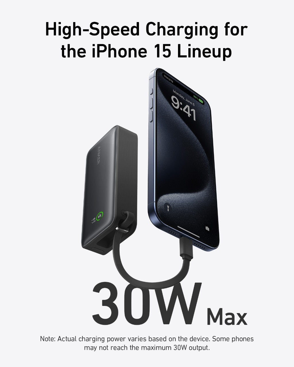 Anker Nano Power Bank (30W, Built-In USB-C Cable) - Mann