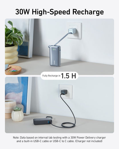 Anker Nano Power Bank (30W, Built-In USB-C Cable) - Mann
