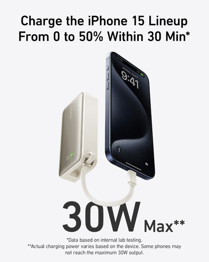 Anker Nano Power Bank (30W, Built-In USB-C Cable) - Mann
