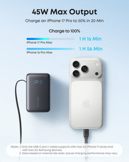 Anker Nano Power Bank (10K, 45W, Built-In Retractable USB-C Cable) - Mann