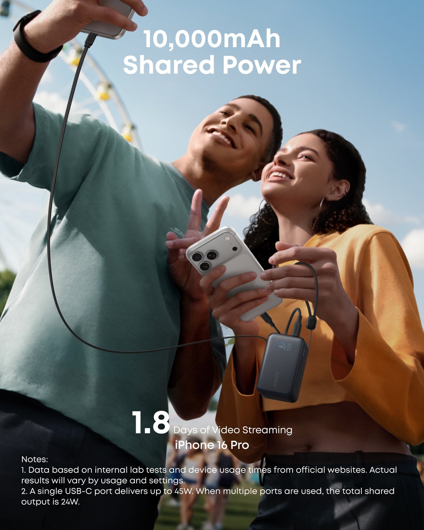 Anker Nano Power Bank (10K, 45W, Built-In Retractable USB-C Cable) - Mann