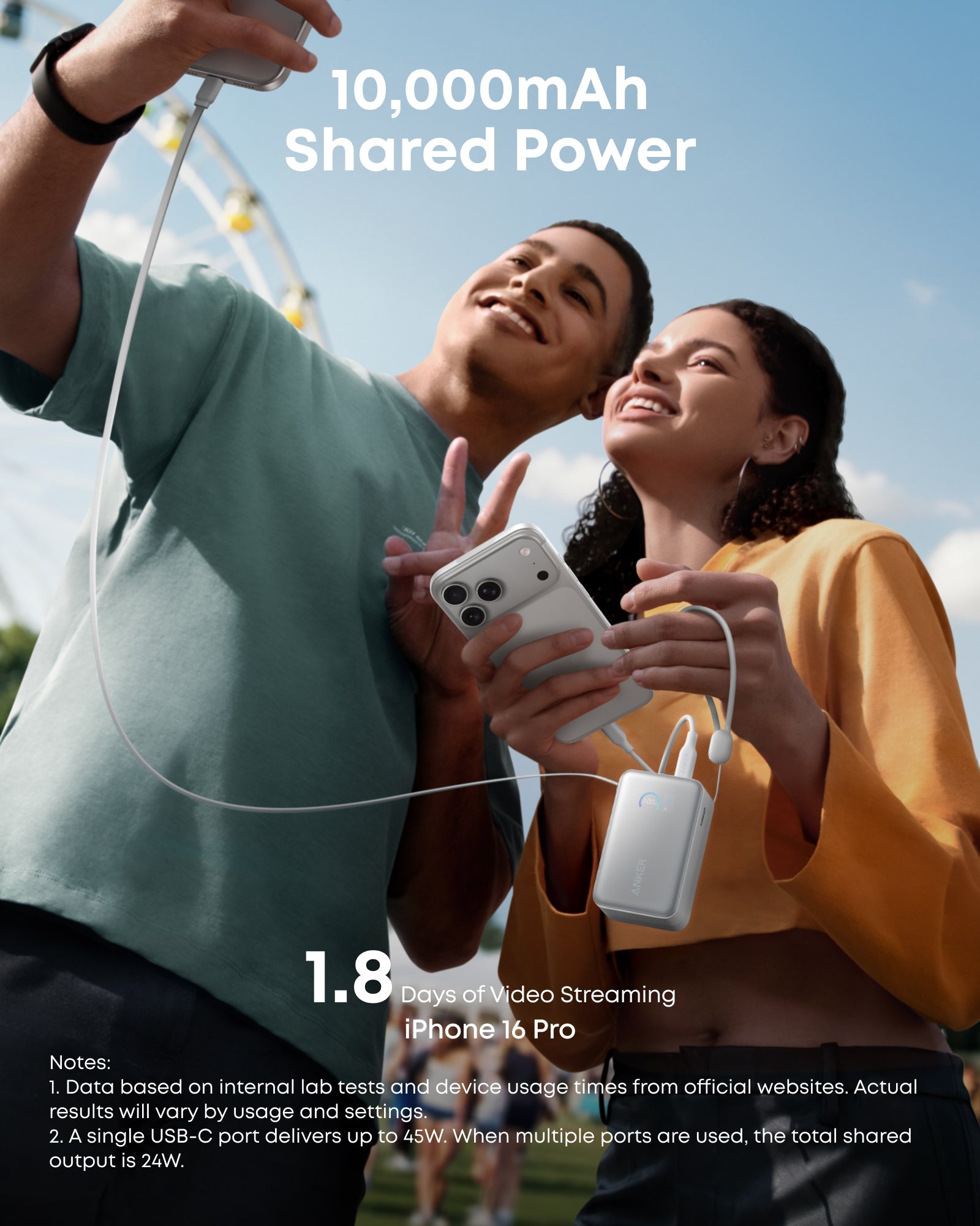 Anker Nano Power Bank (10K, 45W, Built-In Retractable USB-C Cable) - Mann