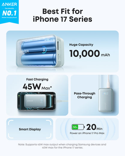 Anker Nano Power Bank (10K, 45W, Built-In Retractable USB-C Cable) - Mann