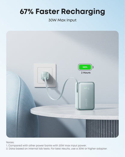 Anker Nano Power Bank (10K, 45W, Built-In Retractable USB-C Cable) - Mann