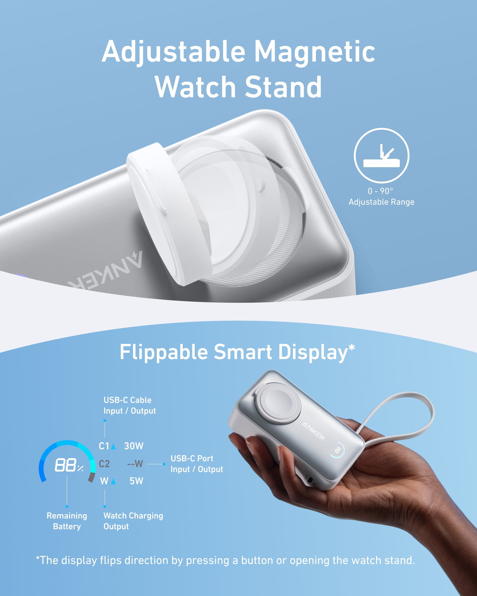Anker MagGo Power Bank (10K, 35W, For Apple Watch) - Mann