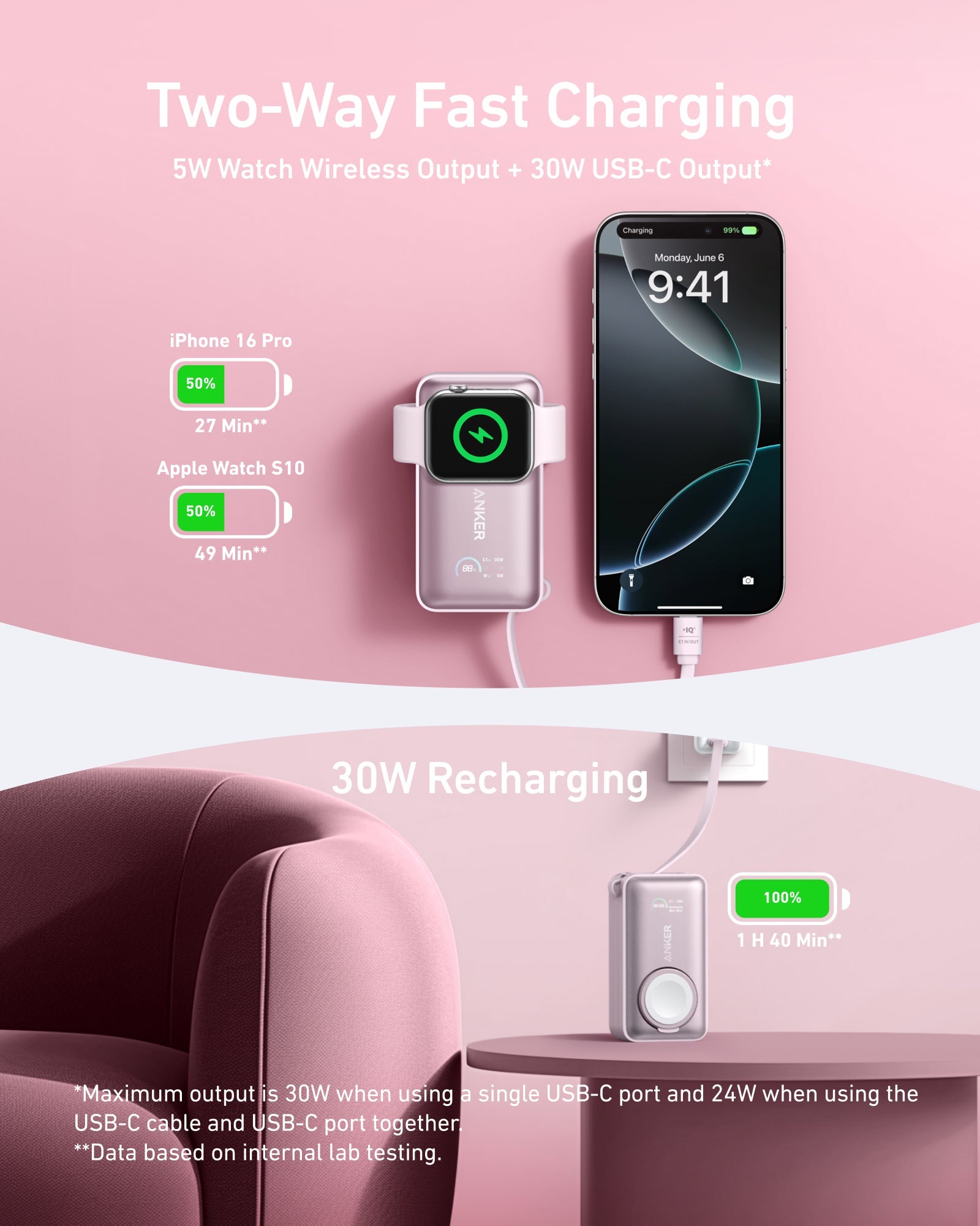 Anker MagGo Power Bank (10K, 35W, For Apple Watch) - Mann