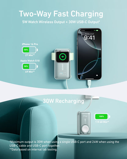 Anker MagGo Power Bank (10K, 35W, For Apple Watch) - Mann