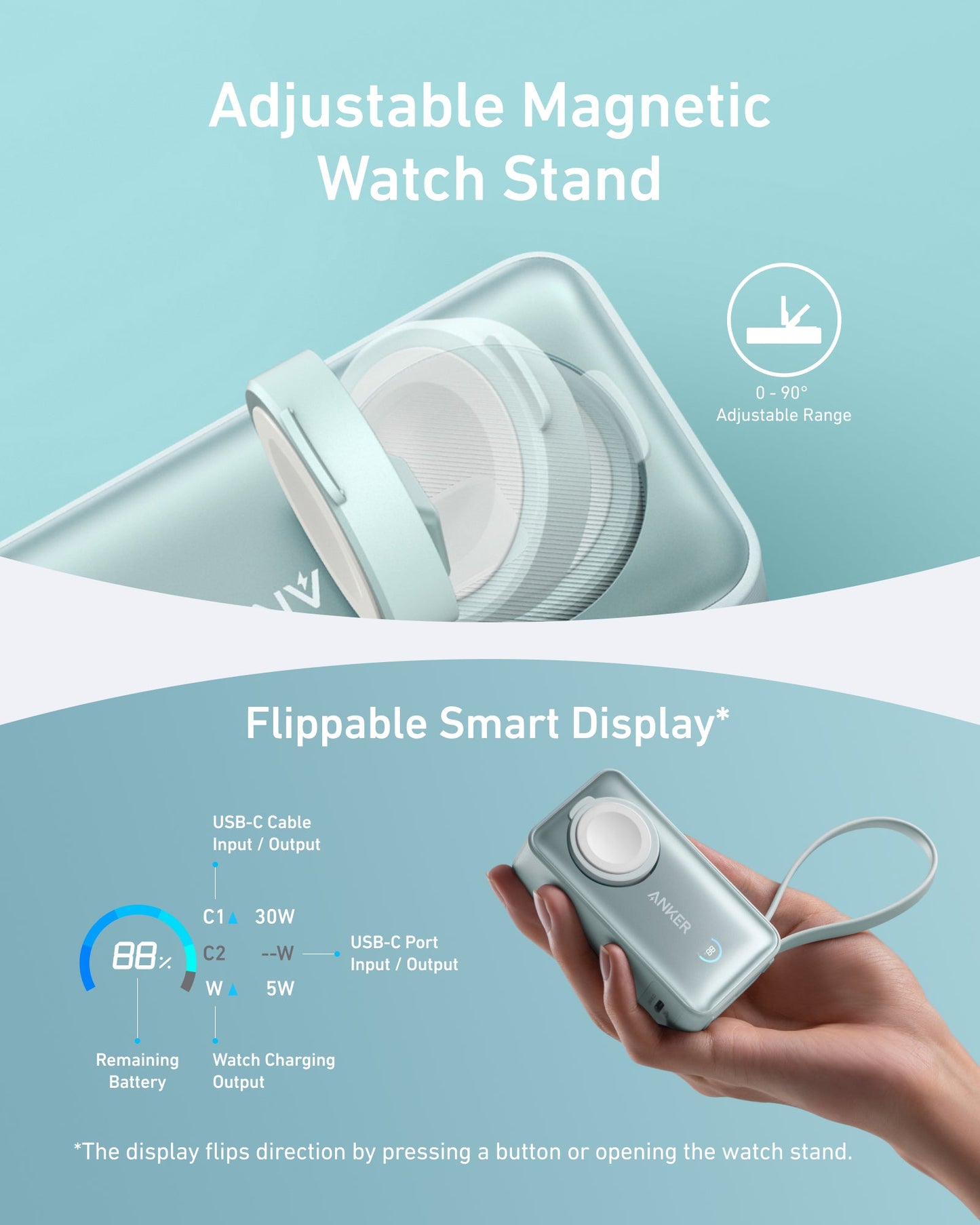 Anker MagGo Power Bank (10K, 35W, For Apple Watch) - Mann