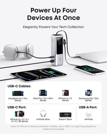 Anker Laptop Power Bank (25K, 165W, Built-In and Retractable Cables) - Mann