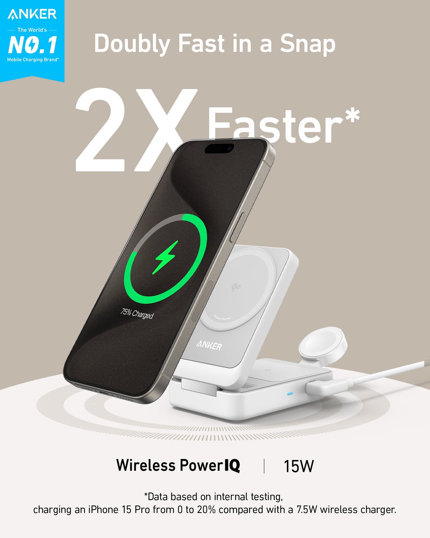 Anker MagGo Wireless Charging Station (Foldable 3-in-1) - Mann