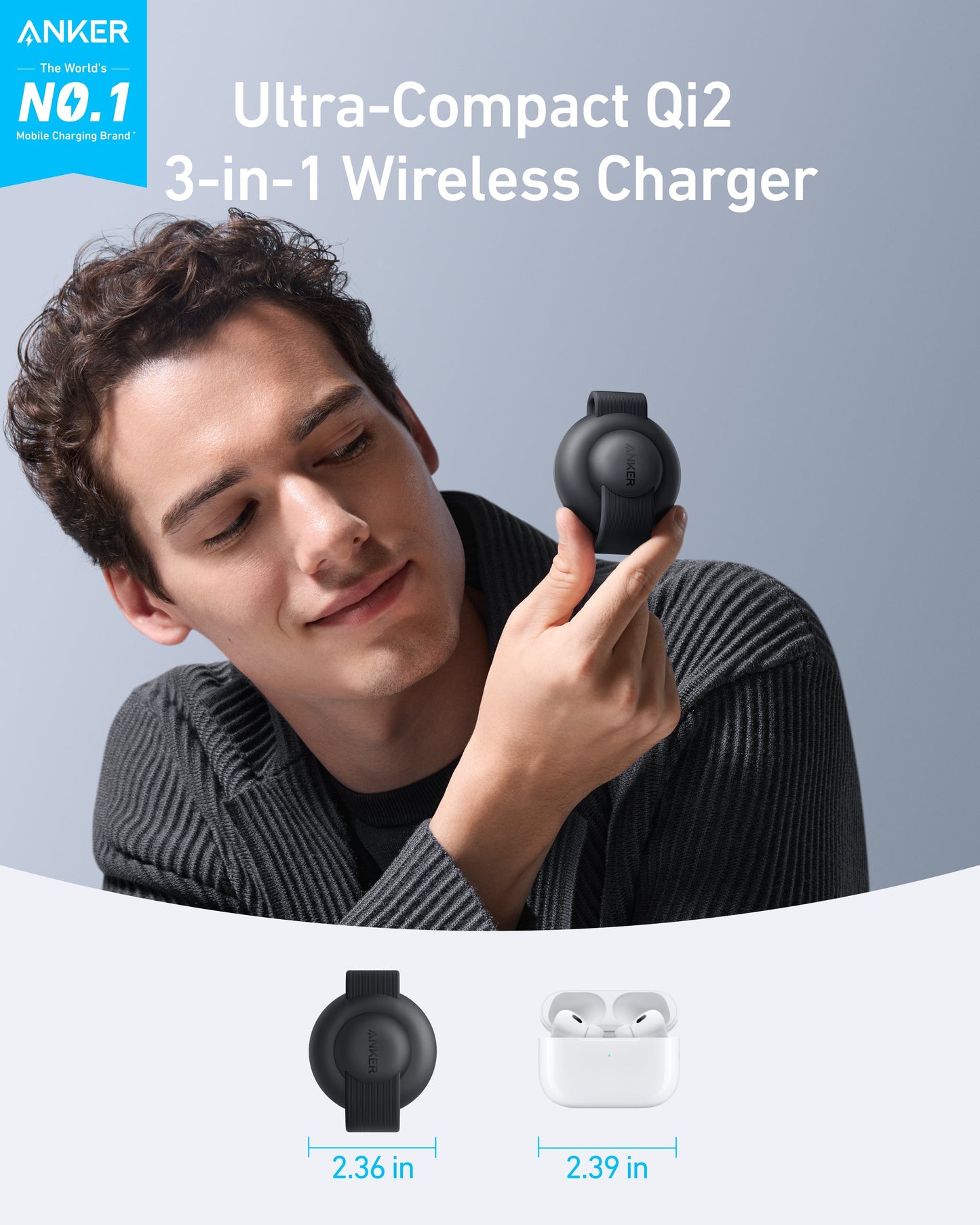 Anker MagGo Wireless Charging Station (3-in-1, Foldable Pad) - Mann