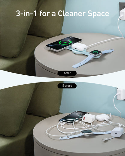 Anker MagGo Wireless Charging Station (3-in-1, Foldable Pad) - Mann