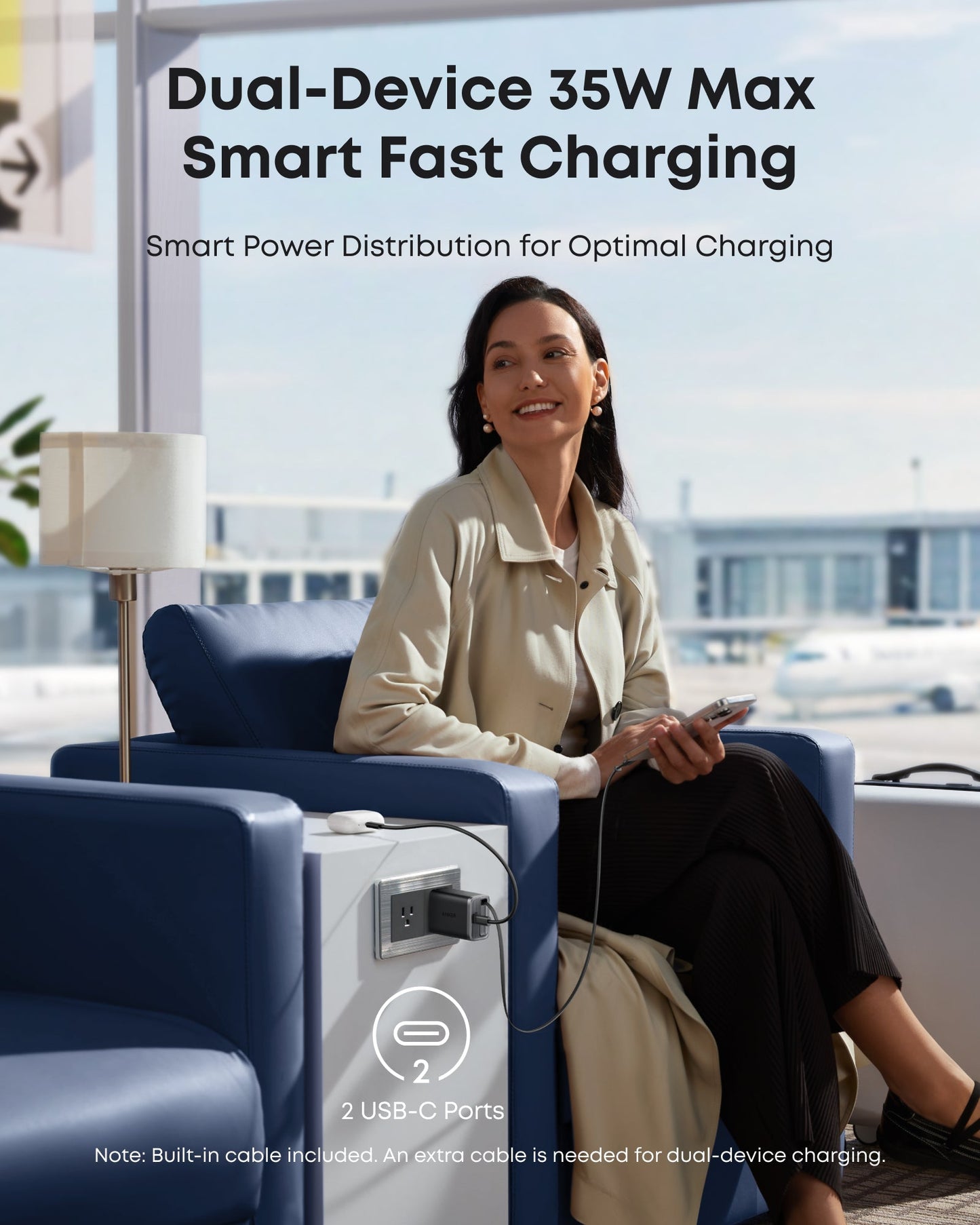 Anker Nano Charger (35W, Built-In Retractable USB-C Cable) - Mann