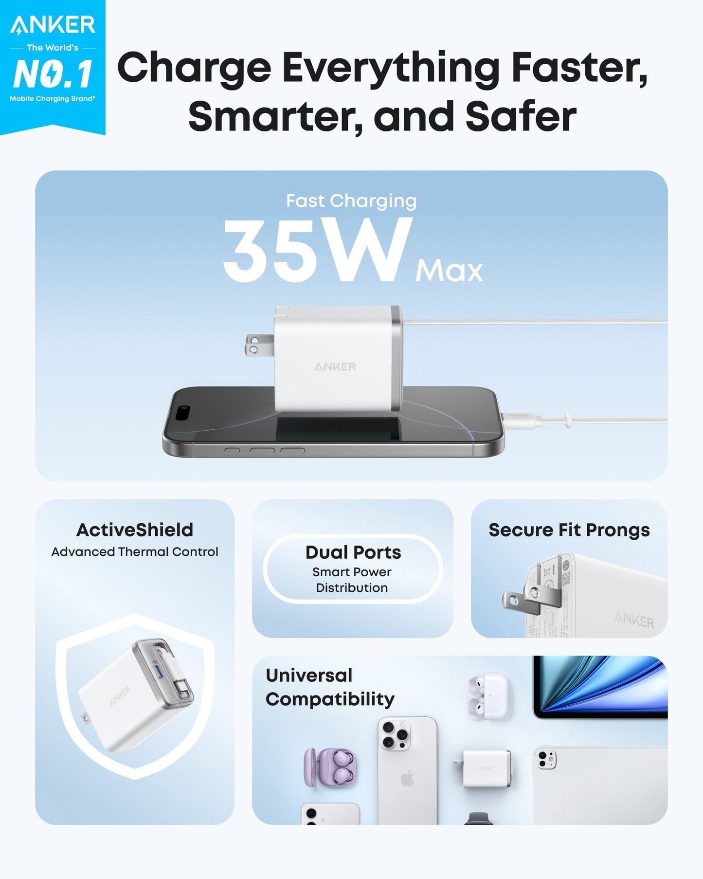 Anker Nano Charger (35W, Built-In Retractable USB-C Cable) - Mann