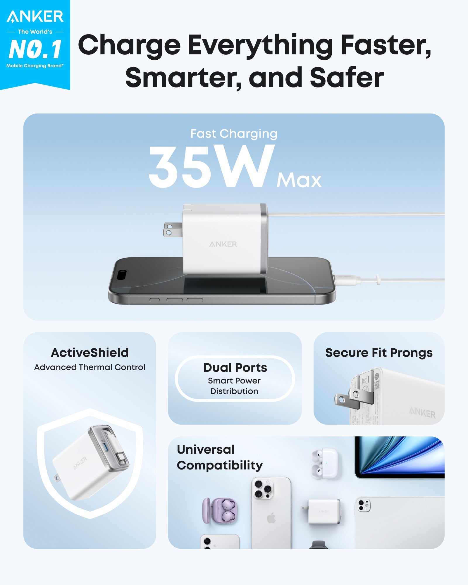 Anker Nano Charger (35W, Built-In Retractable USB-C Cable) - Mann