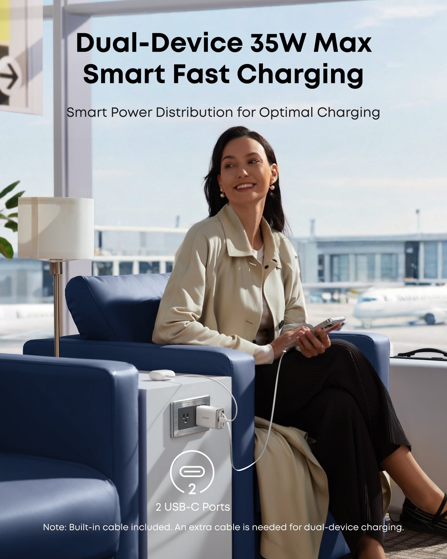 Anker Nano Charger (35W, Built-In Retractable USB-C Cable) - Mann