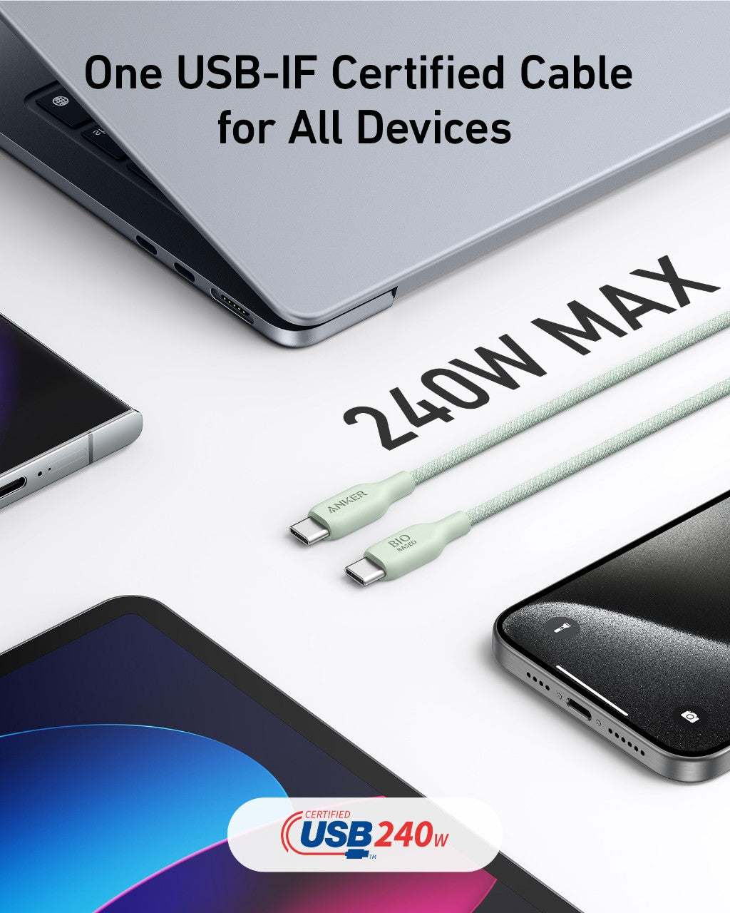 Anker 543 USB-C to USB-C Cable (Bio-Braided, 6 ft) - Mann