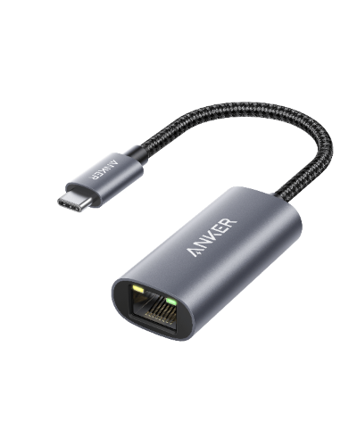 Anker adapter with USB-C and micro-USB connectors on a transparent background