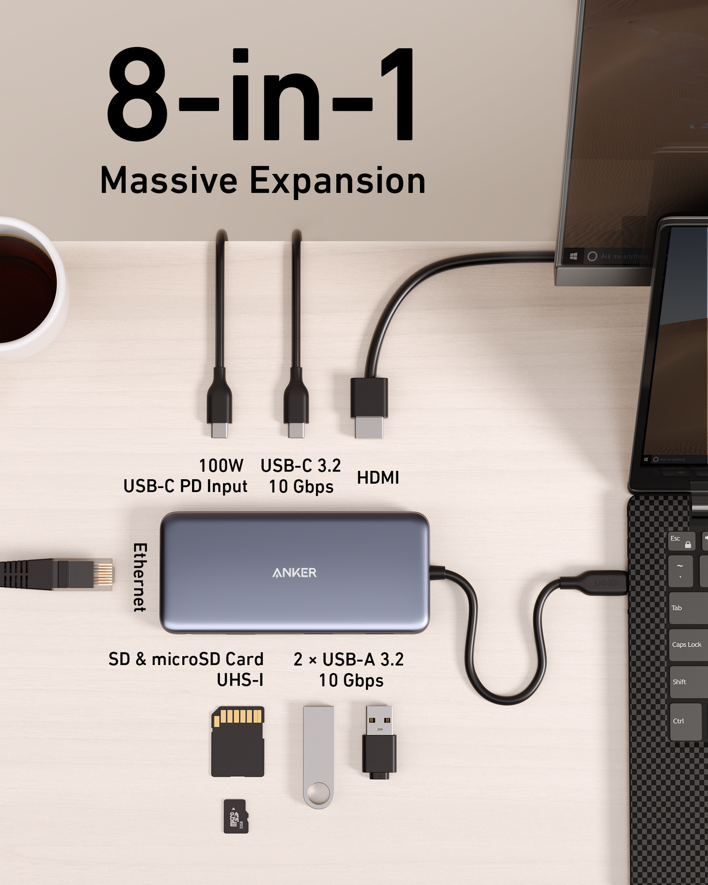 Anker 555 USB-C Hub (8-in-1) - Mann