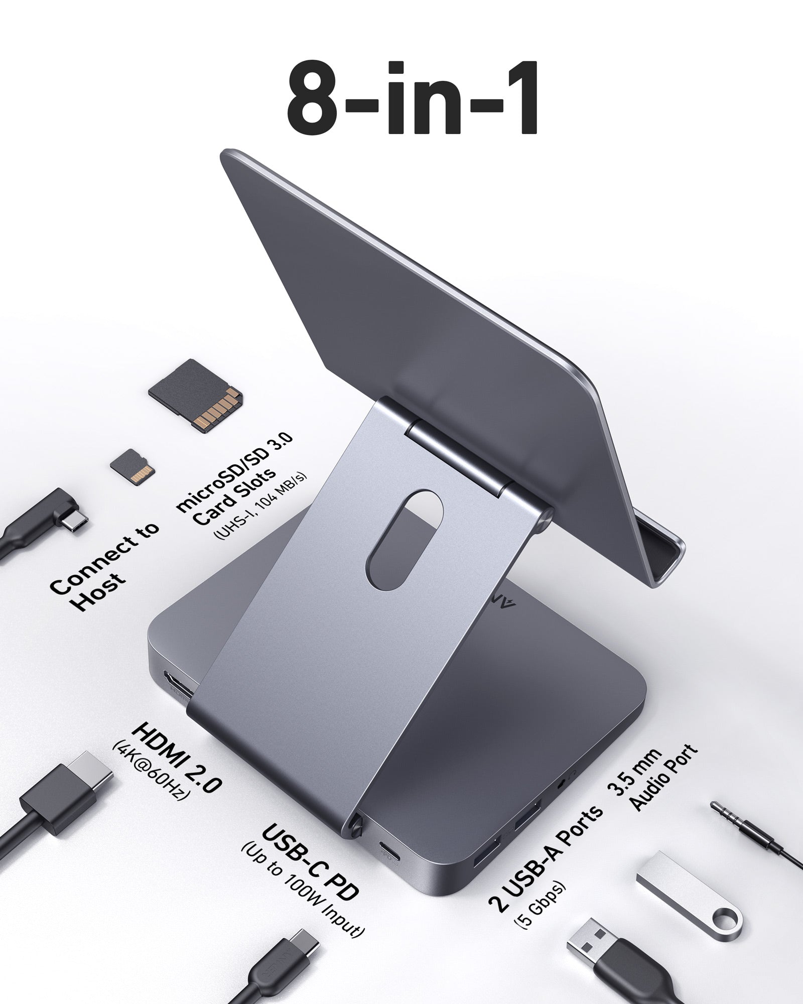 Anker 551 USB-C Hub (8-in-1, Tablet Stand) - Mann
