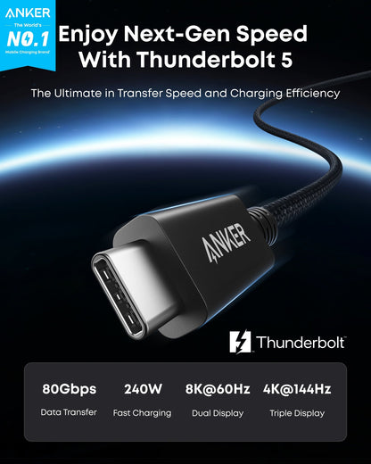 Anker Prime Thunderbolt 5 Cable (3.3 ft, 80Gbps, 240W) - Mann