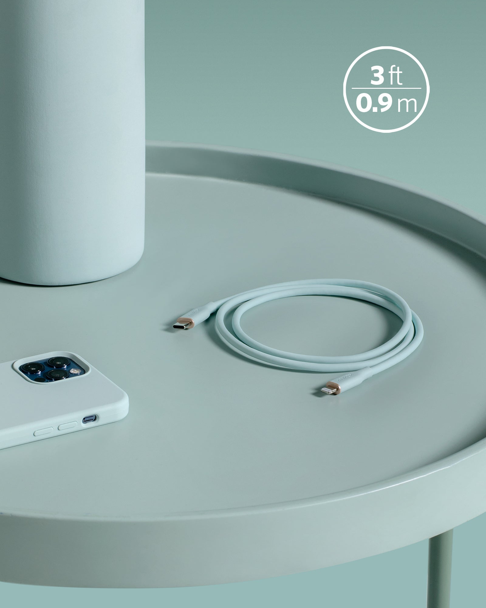 Anker 641 USB-C to Lightning Cable (Flow, 3 ft Silicone) - Mann