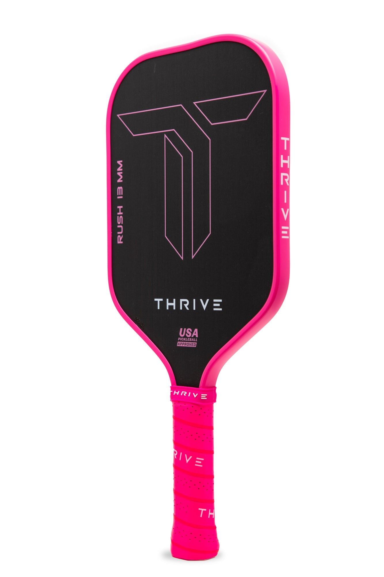 Thrive Pickleball RUSH 13 SINGLES (PINK) Includes Custom Weight Card, Paddle Cover, Paddle Eraser, and Lead Weights. - Mann
