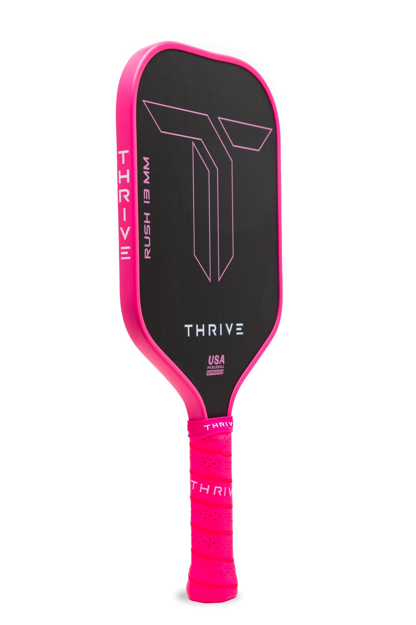 Thrive Pickleball RUSH 13 SINGLES (PINK) Includes Custom Weight Card, Paddle Cover, Paddle Eraser, and Lead Weights. - Mann