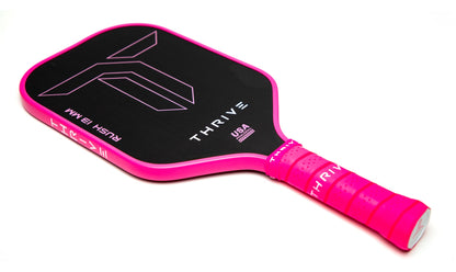 Thrive Pickleball RUSH 13 SINGLES (PINK) Includes Custom Weight Card, Paddle Cover, Paddle Eraser, and Lead Weights. - Mann
