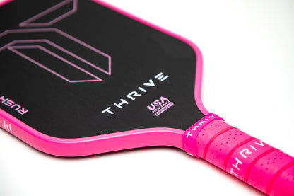 Thrive Pickleball RUSH 13 SINGLES (PINK) Includes Custom Weight Card, Paddle Cover, Paddle Eraser, and Lead Weights. - Mann