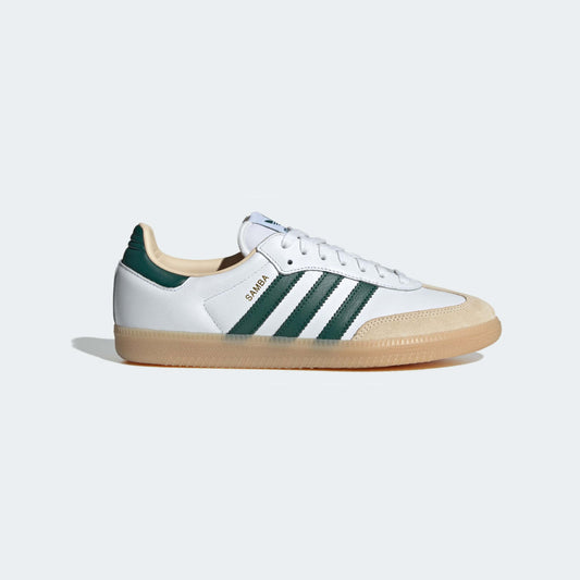 Size 9.5M Adidas Samba OG ‘Cloud White/Collegiate Green/Gum’