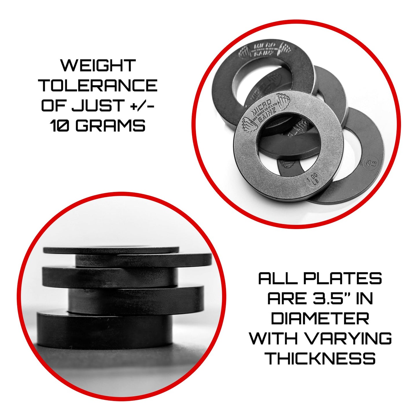 Micro Gainz Olympic Size Fractional Weight Plates Pair of .75LB Plates