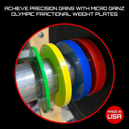 Micro Gainz Multi-Color Olympic Size Fractional Weight Plates Set of 10 Plates .25LB-1.25LB  w/ Bag