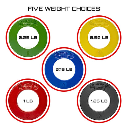 Micro Gainz Multi-Color Olympic Size Fractional Weight Plates Set of 10 Plates .25LB-1.25LB  w/ Bag