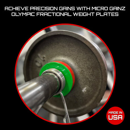 Micro Gainz Olympic Size Fractional Weight Plates Pair of Green .25LB Plates