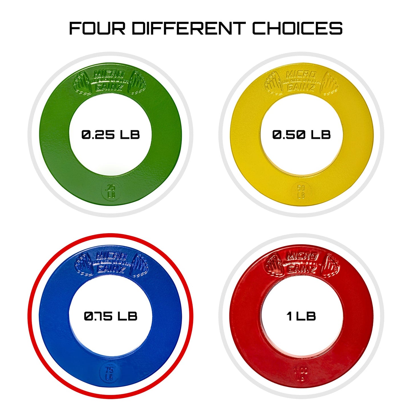 Micro Gainz Olympic Size Fractional Weight Plates Pair of Blue .75LB Plates