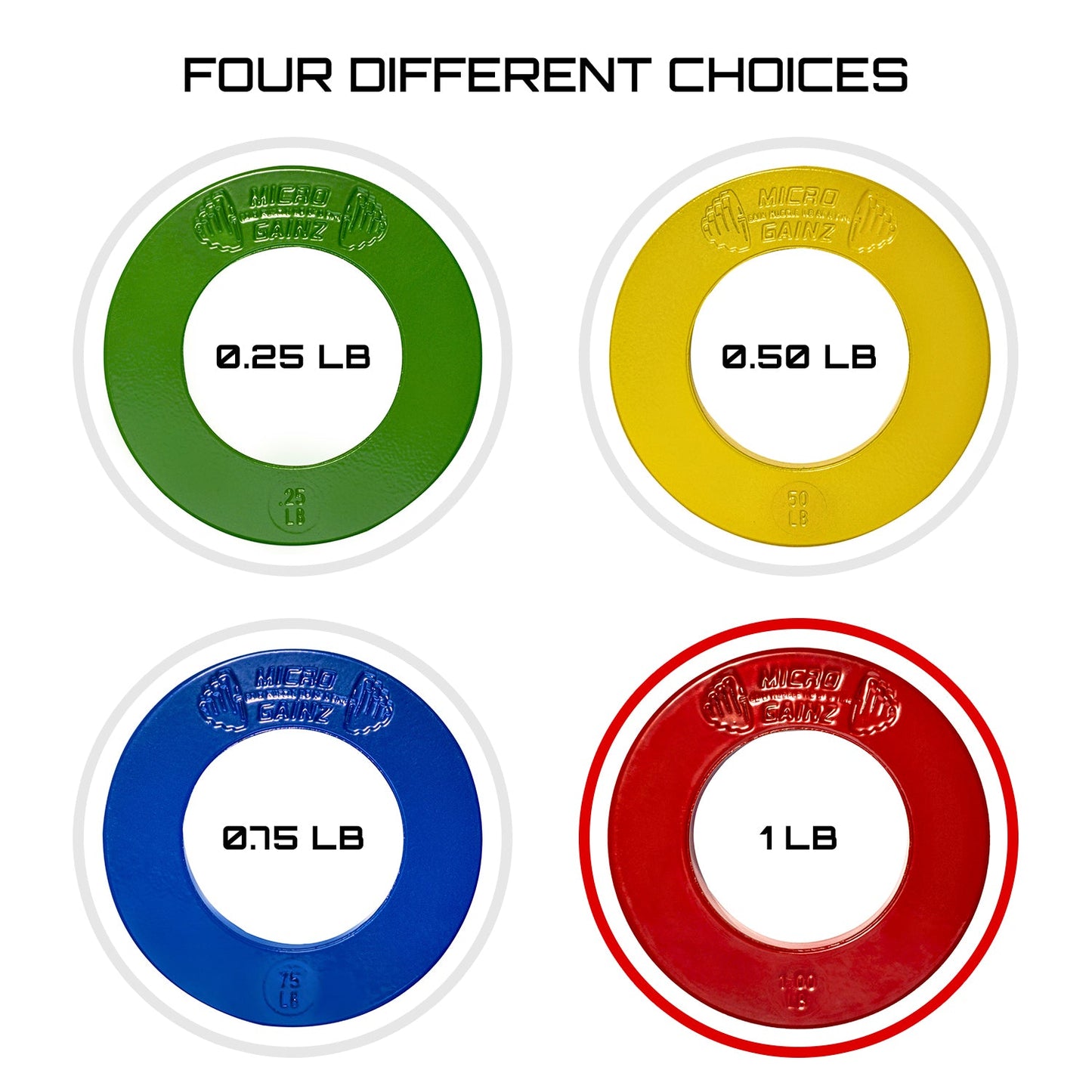 Micro Gainz Olympic Size Fractional Weight Plates Pair of Red 1LB Plates