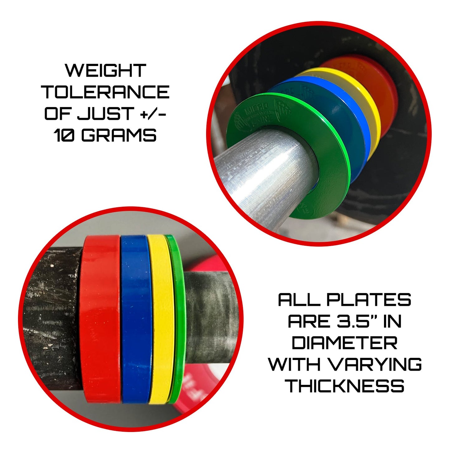 Micro Gainz Olympic Size Fractional Weight Plates Pair of Red 1LB Plates