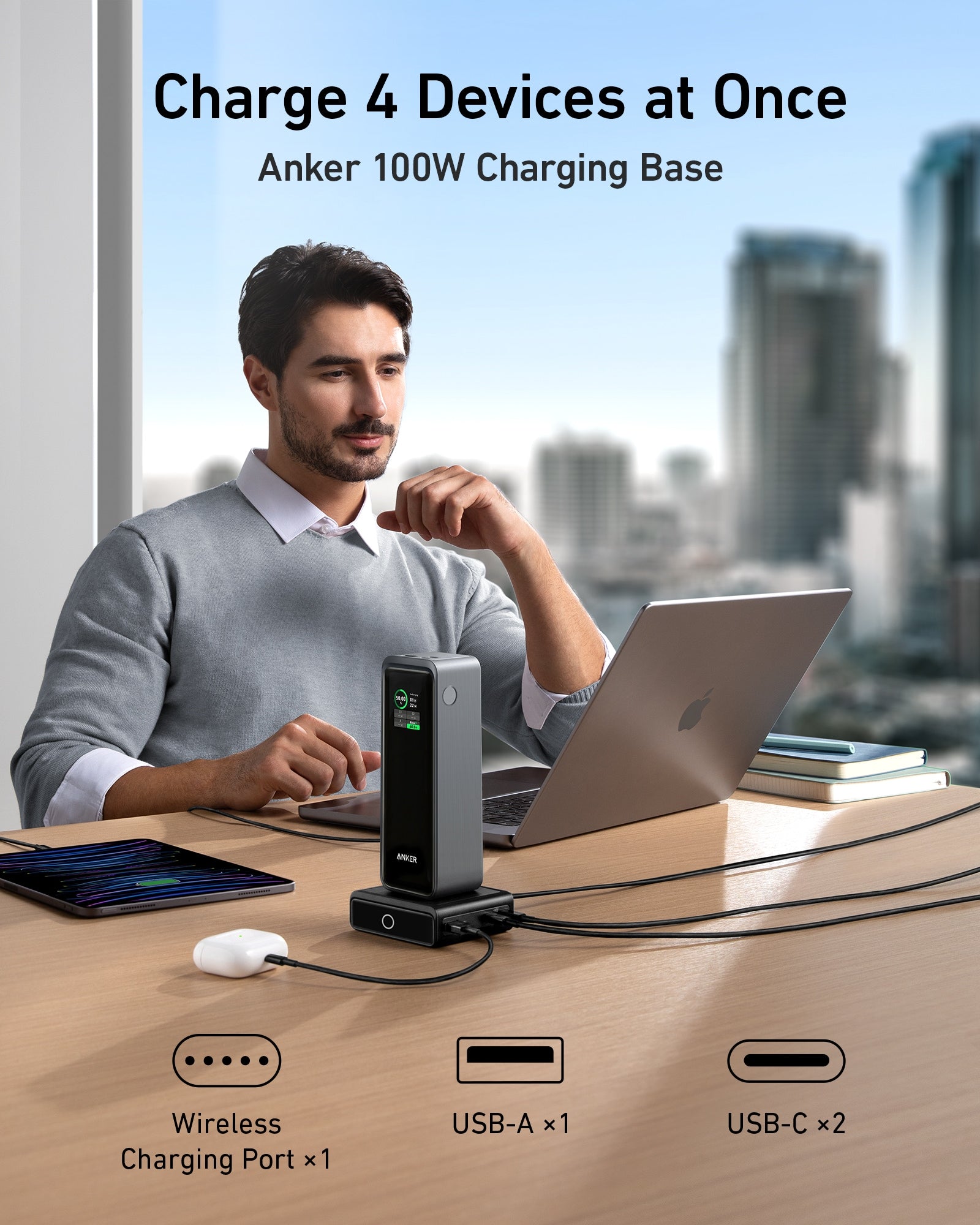 Anker Prime 27,650mAh Power Bank (250W) and 100W Charging Base - Mann