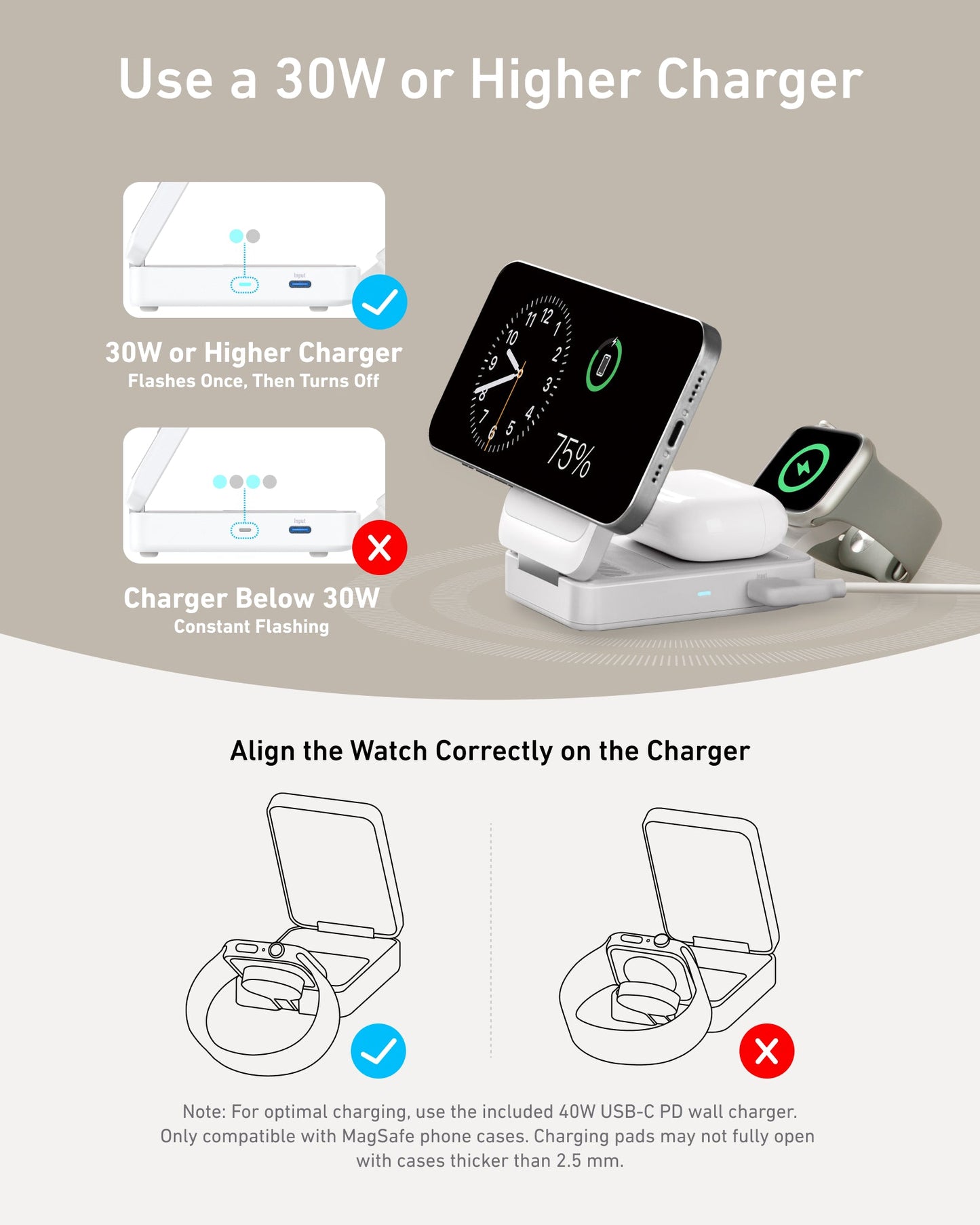 Anker MagGo Wireless Charging Station (Foldable 3-in-1) - Mann