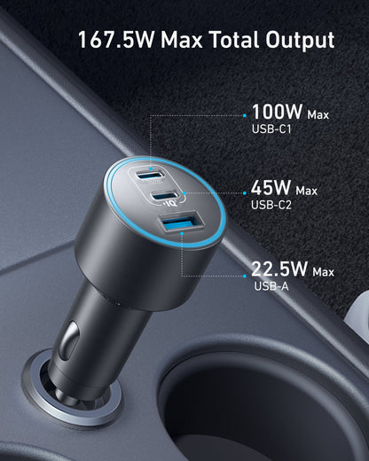 Anker Nano Car Charger (167.5W, 3 Ports) - Mann