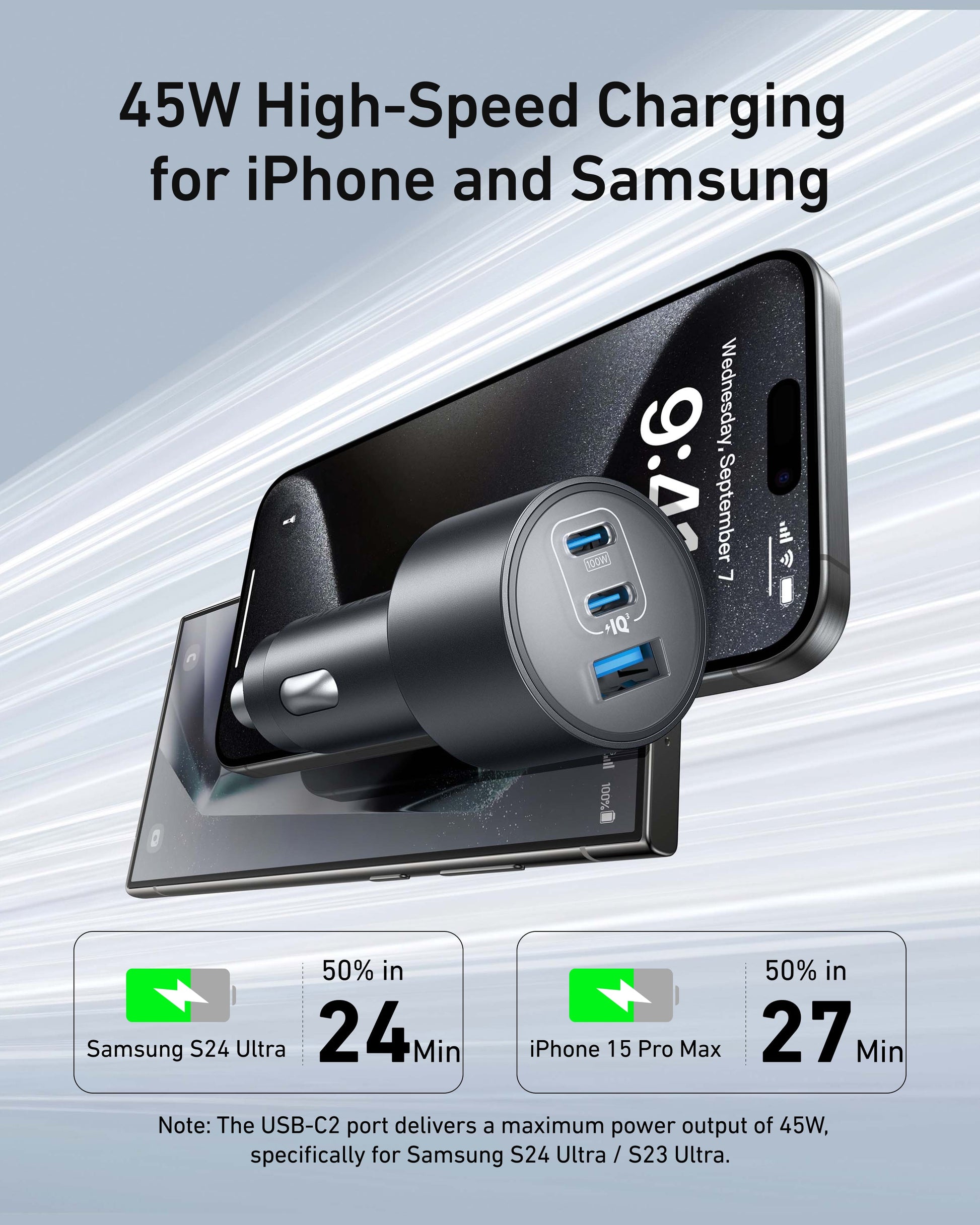 Anker Nano Car Charger (167.5W, 3 Ports) - Mann