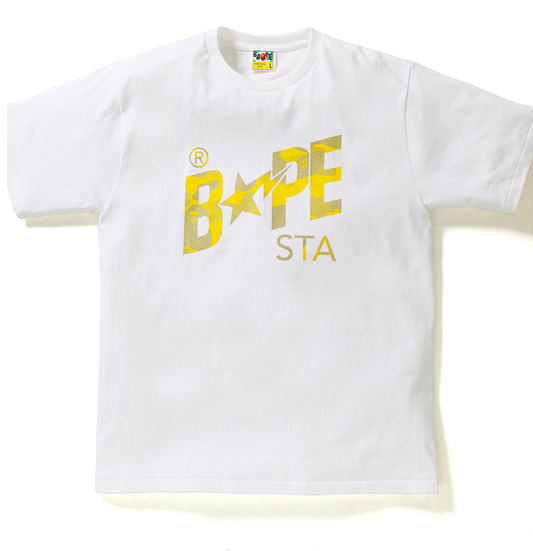 BAPE Reflection Camo Bapesta Tee White/Yellow - Mann