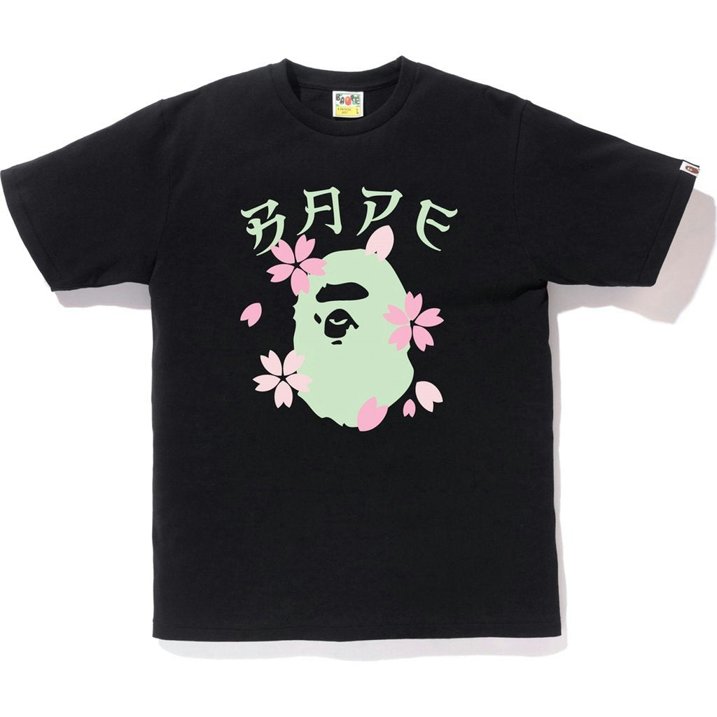 BAPE Sakura Ape Head Tee (SS19) Black - Mann