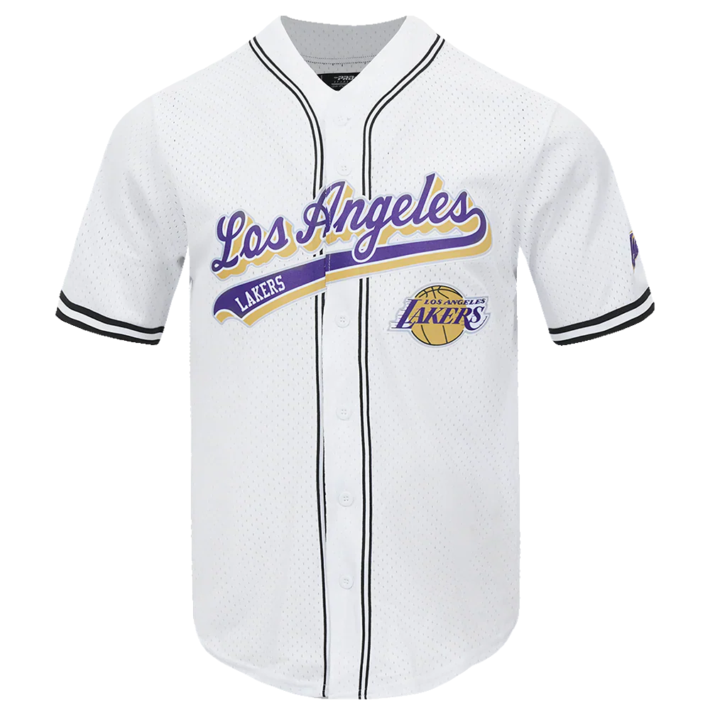 Los Angeles Lakers - NBA Script Tail Men's Mesh Button Down Shirt - Mann